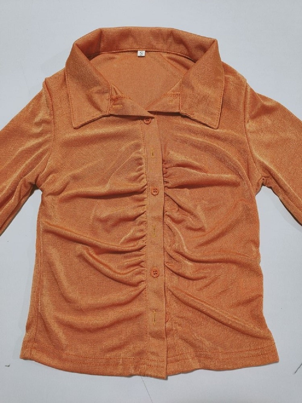 Women Sexy Pleated Turndown Collar Long Sleeve Shirt 31