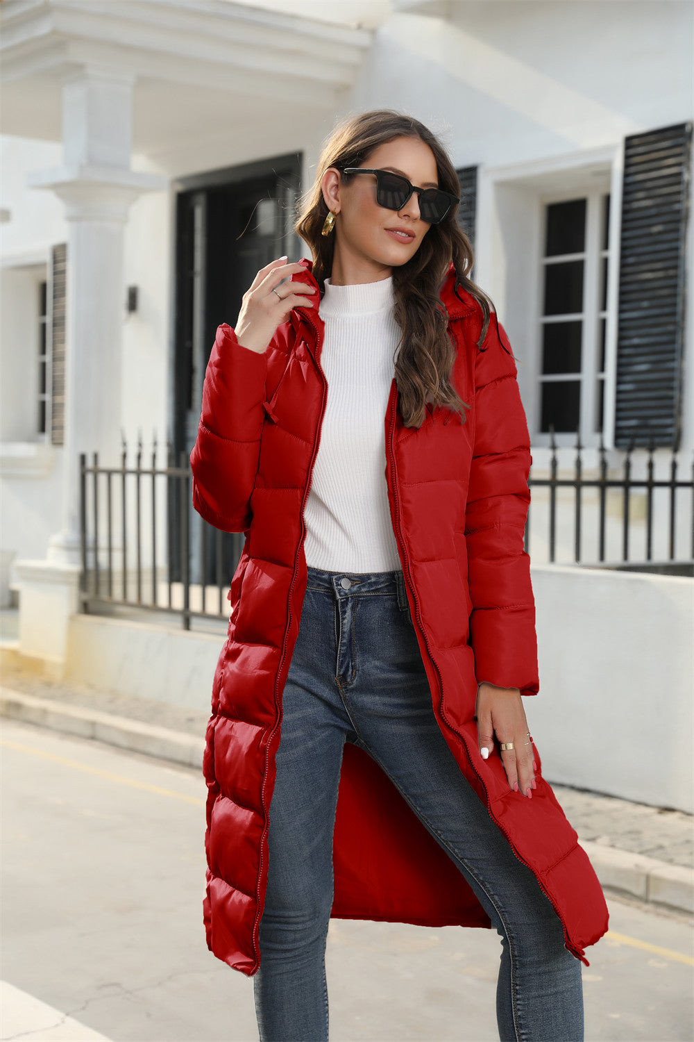 Winter Hooded Women'S Cotton Down Coat Women Long Slim Fit Cotton Padded Jacket Warm Women'S Coat 3
