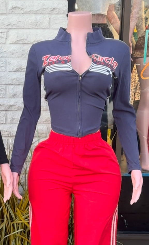 Women Autumn and Winter Retro American Letter Print Contrast Zipper Top 4