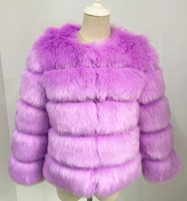 Women's Cropped Long Sleeve Fur Faux Fur Coat 21