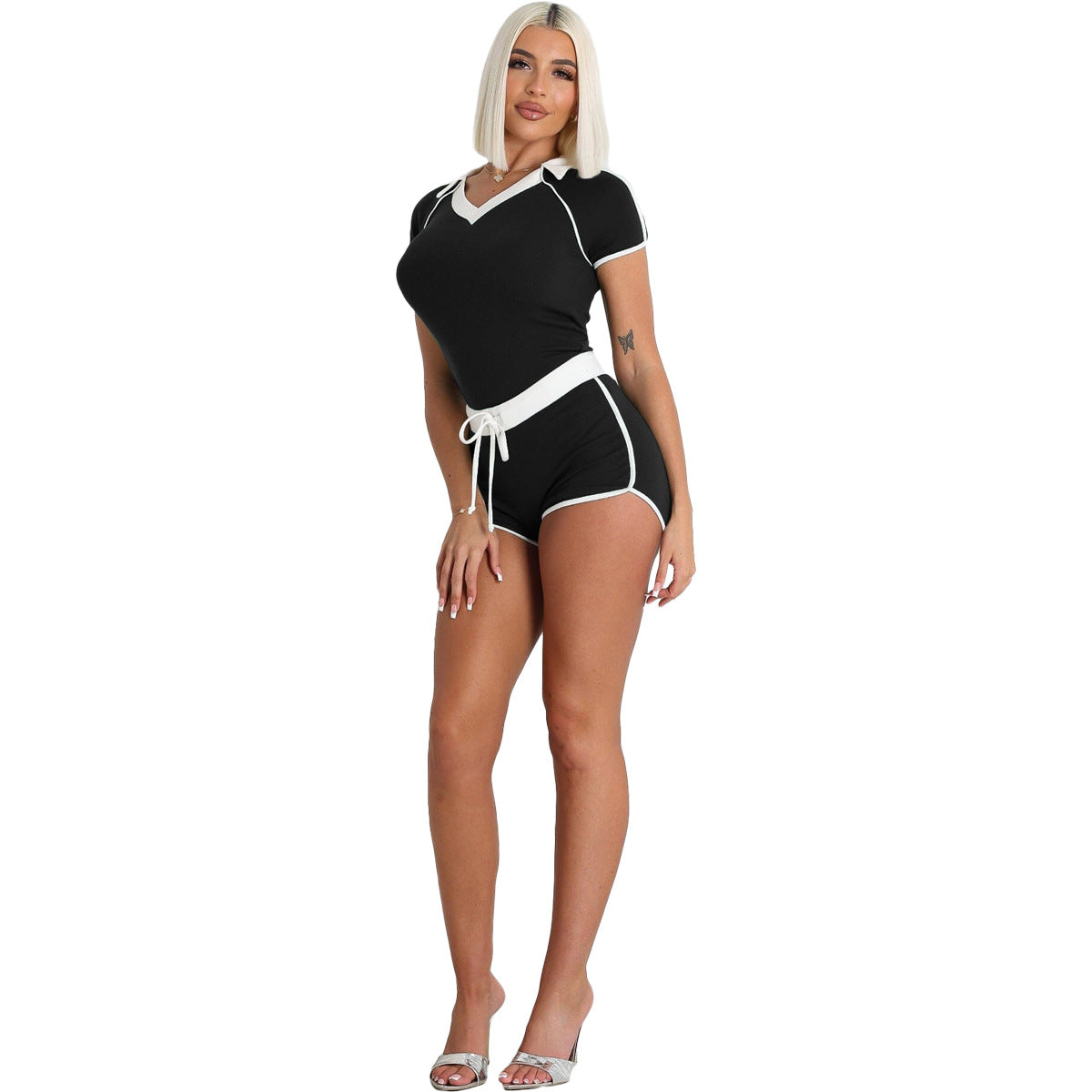 Women's Casual Sports High Stretch Yoga Two Piece Shorts Set 10