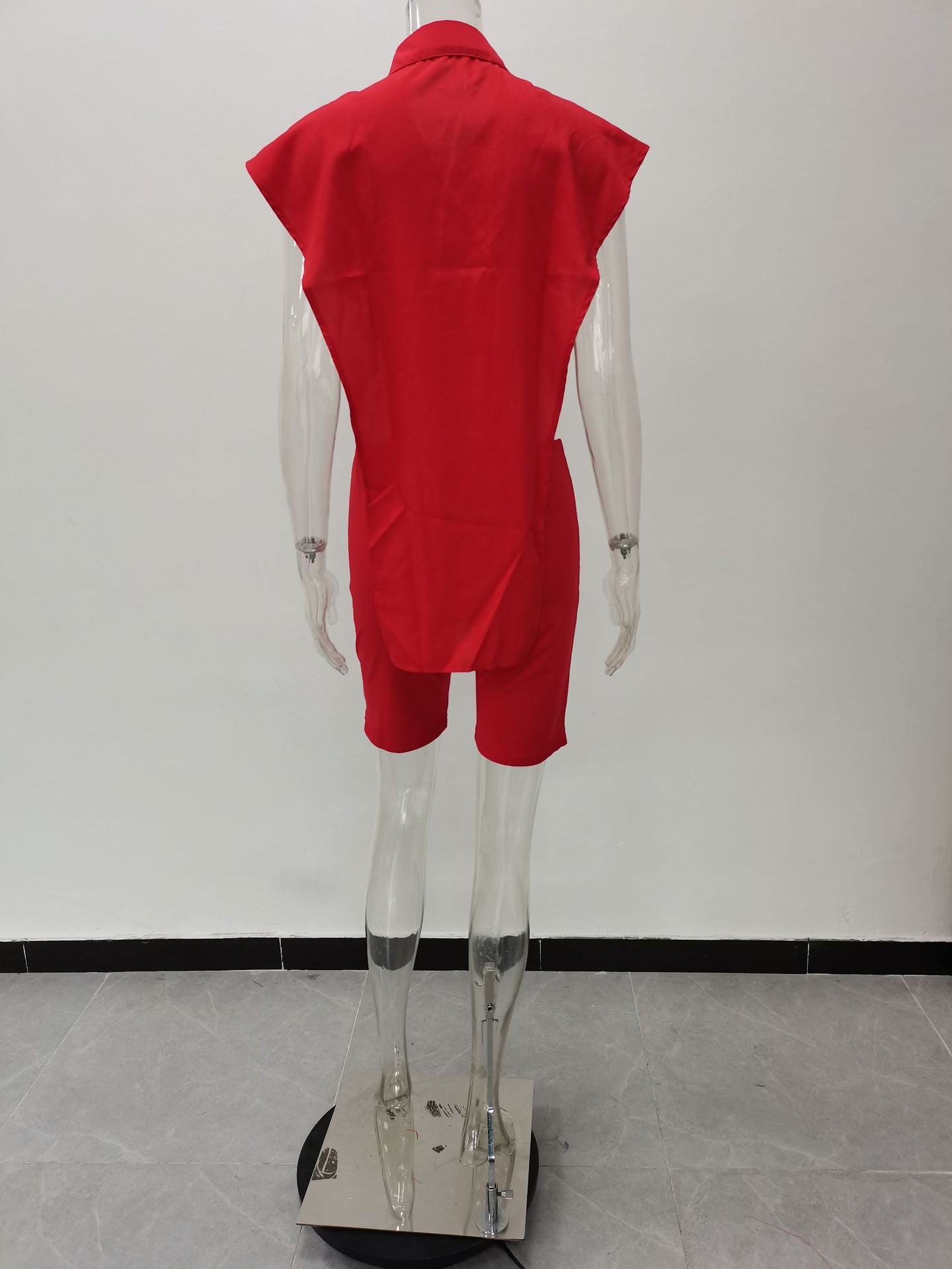 Women Summer Button Sleeveless Top + Shorts Two Piece Set 21