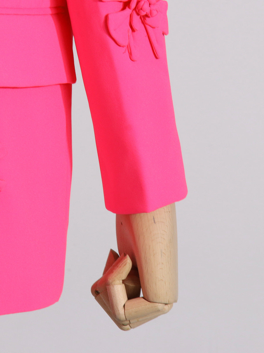 Women double-breasted floral Patchwork Blazer + high-waisted Bell Bottom pants two-piece set 27