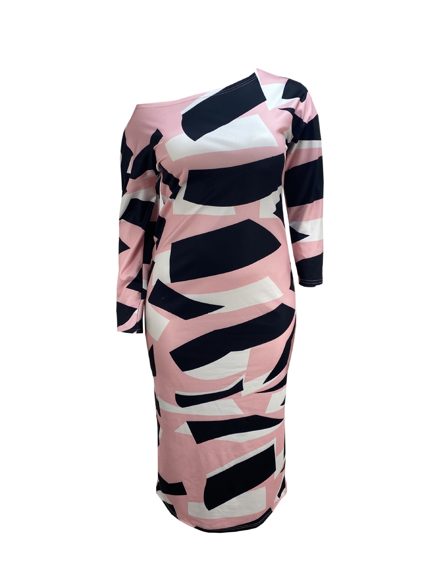 Fashion Print Loose Plus Size Women's Long-Sleeved Dress 3