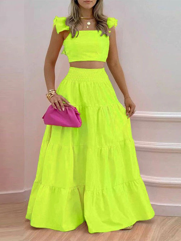 Women spring Career sexy suspender top and Skirt Casual two-piece set 8