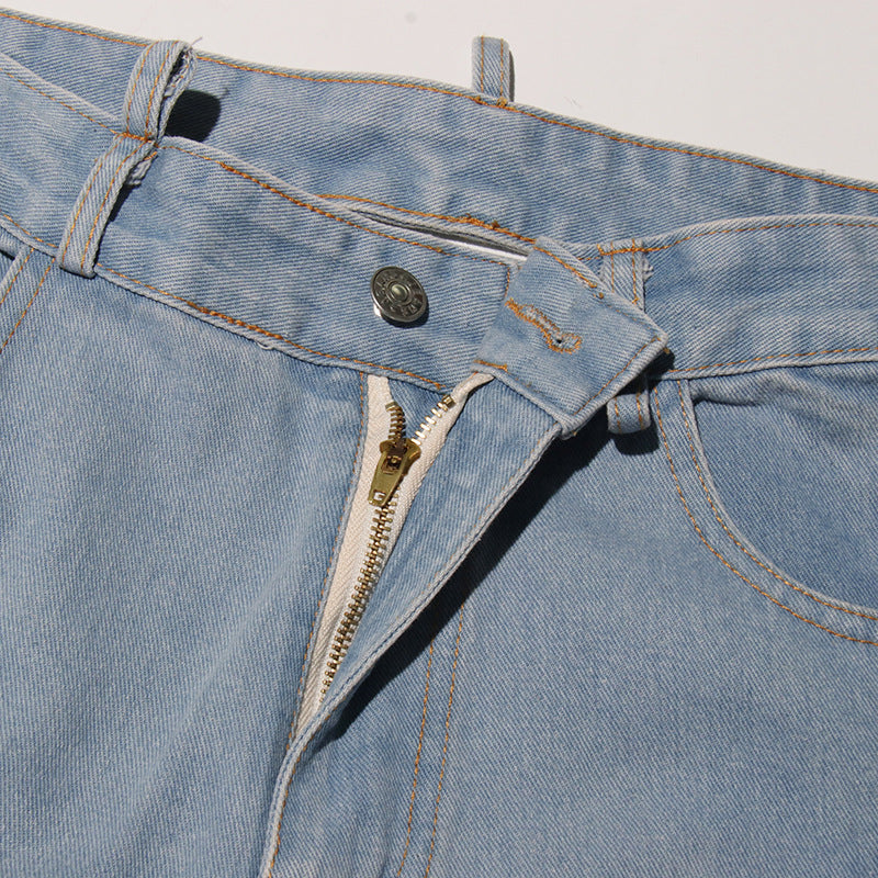 Women Street Denim Washed Cargo Wide-Leg Pants 12