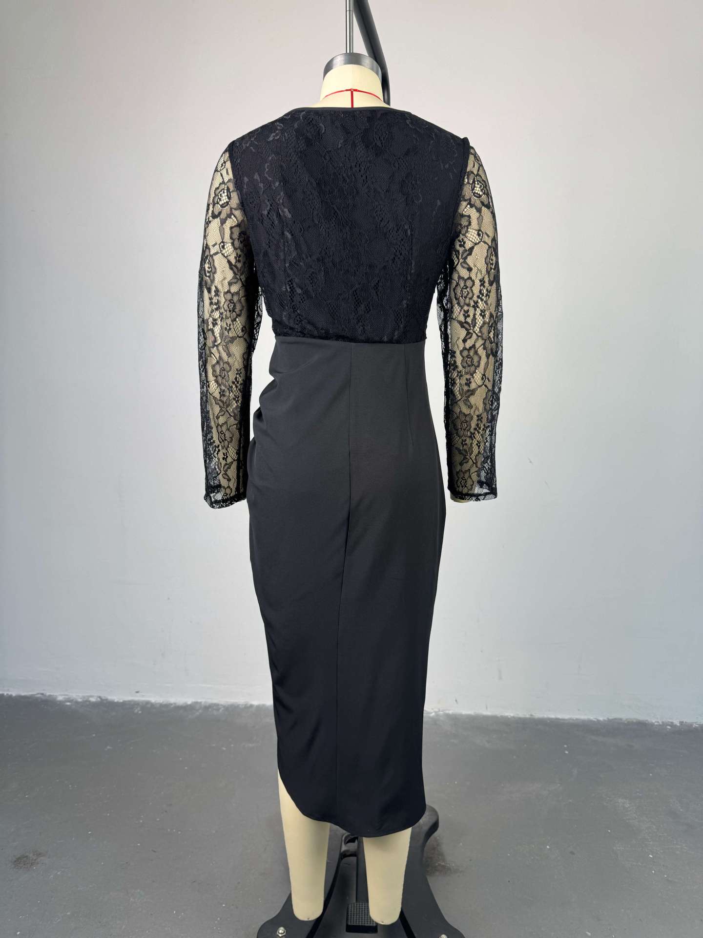 Women spring elegant square neck lace long sleeve maxi dress 4