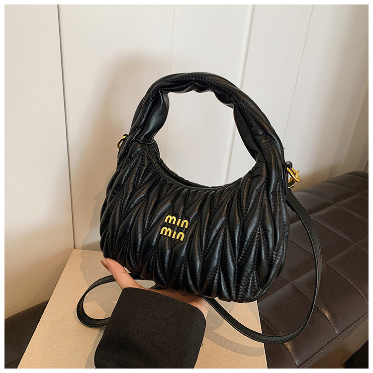 Women pleated cloud bag crossbody handbag single shoulder crescent bag 22