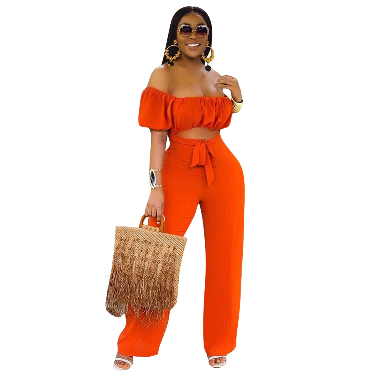 Sexy Solid Low-Back Off-Shoulder Jumpsuit 5