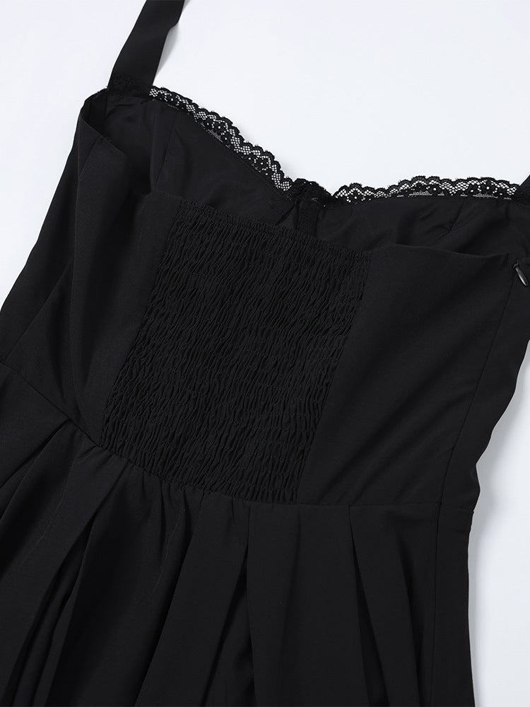 Lace Patchwork Halter Lace-Up A-Line Dress 12