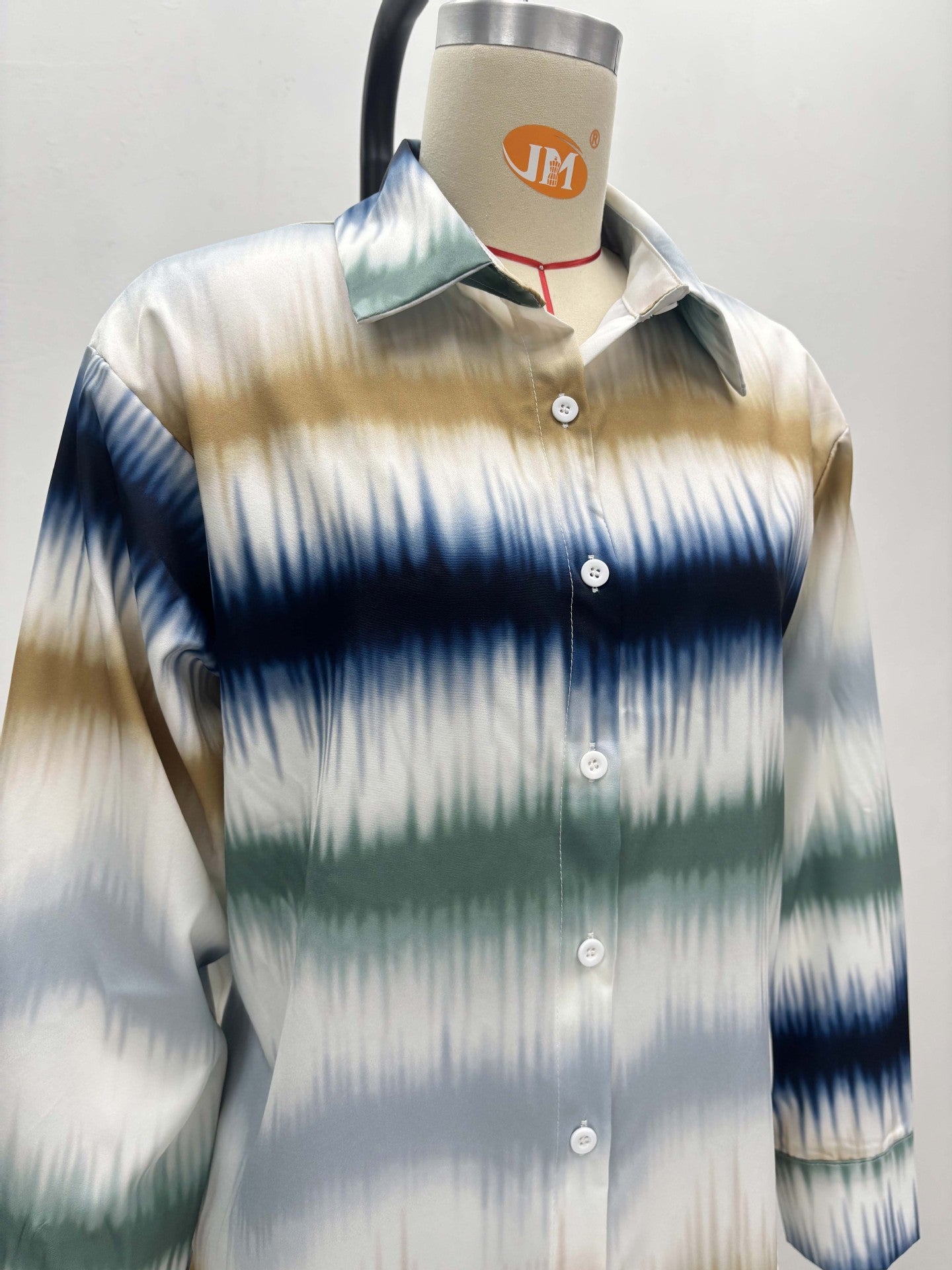 Plus Size Women Casual Printed Long Sleeve Shirt Pants Two-piece Set 9