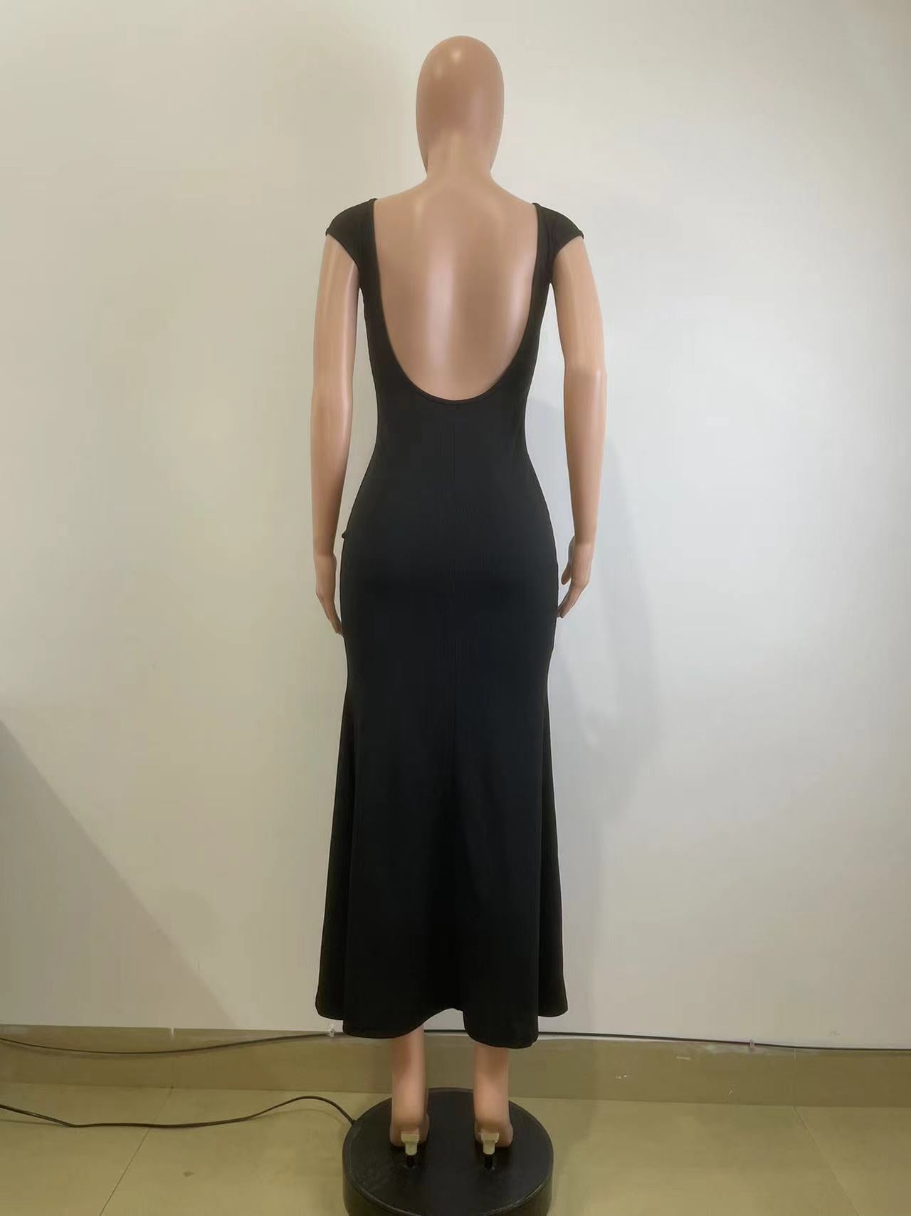 Women's Spring And Autumn Fashion Sexy Hollow Low Back Slim Bodycon Dress 10