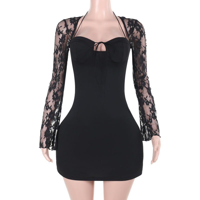Autumn And Winter Chic Sexy Slim Lace Long Sleeve Bodycon Dress 8
