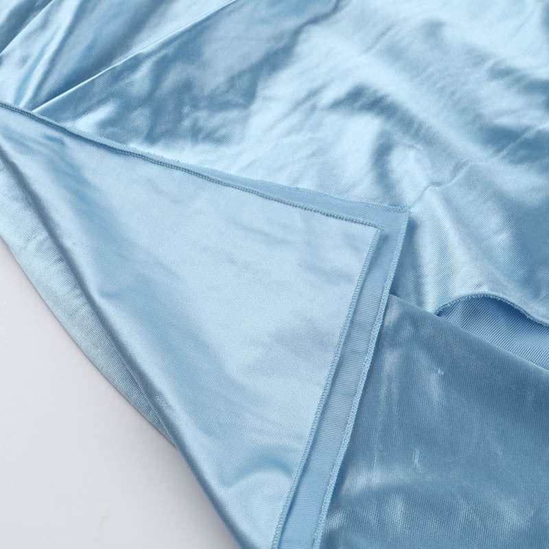 Summer Fashion Sexy Strapless Elastic Pleated Slit Dress 14