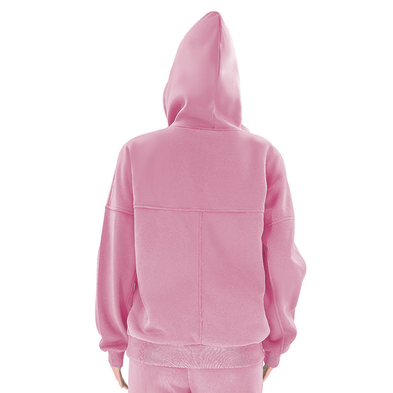 Women Solid Hoodies and Pant Casual Two-piece Set 29