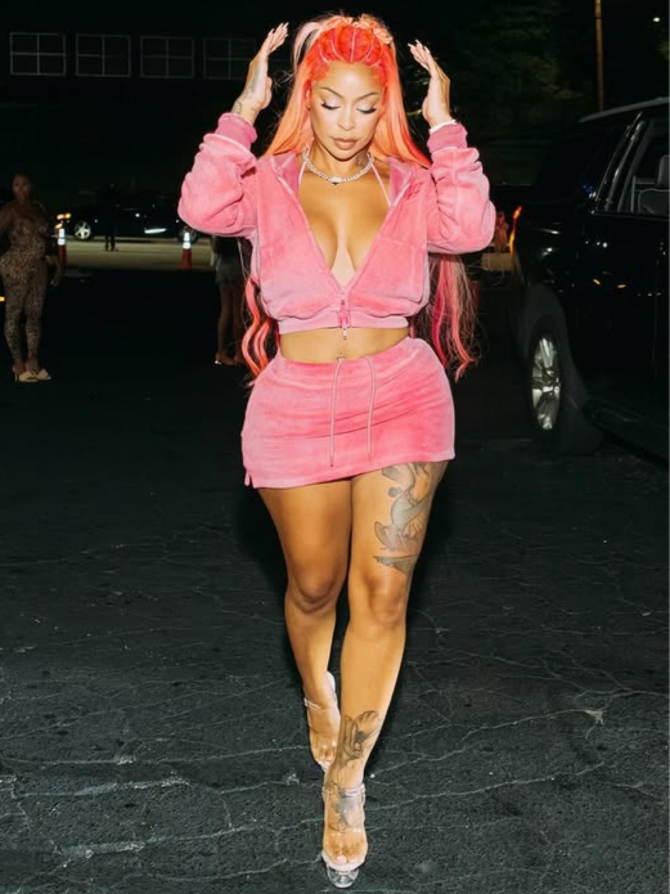 Women Solid Hooded Cropped Long-Sleeved Top Bodycon Skirt Two-Piece Set 3