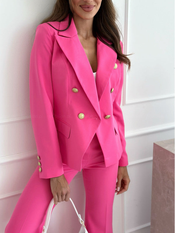 Women Long-sleeved Solid Double-breasted Blazer 6