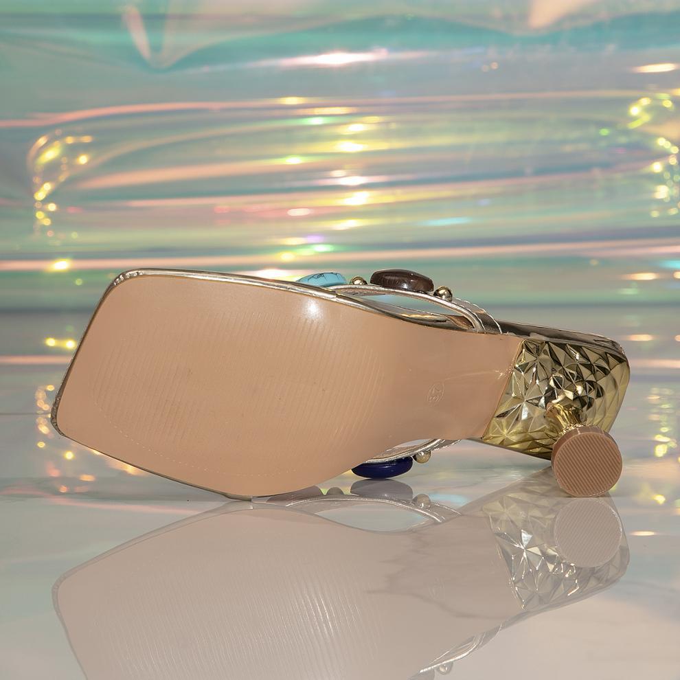 Gem Sexy Fashion Square Toe High Heel Slipper 8