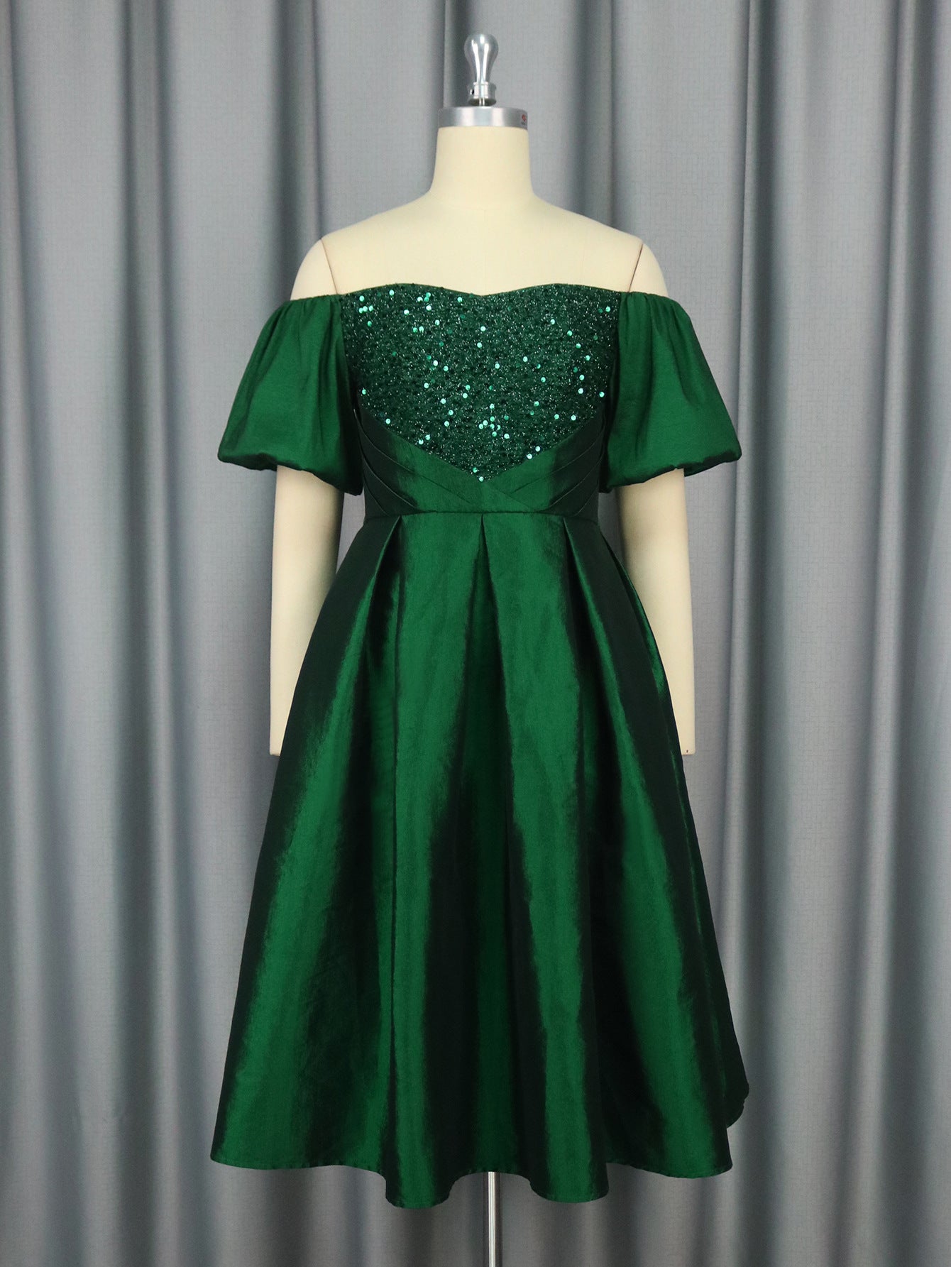 Women Retro Sexy Off Shoulder Elegant Sequin Formal Party Dress 6