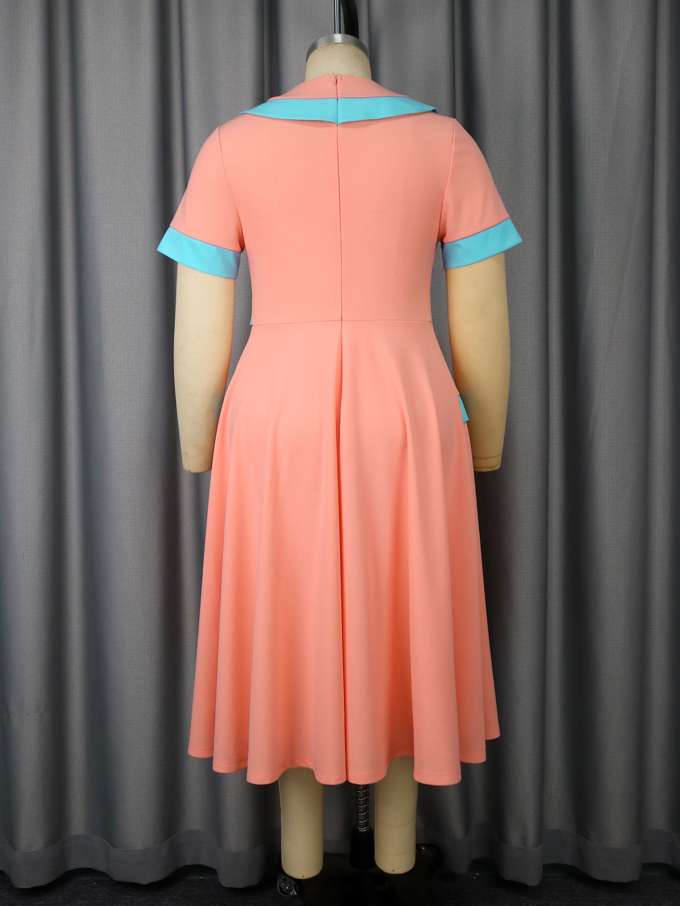 High-Waist Contrast Color A-Line Plus Size Formal Party Cocktail Dress 7