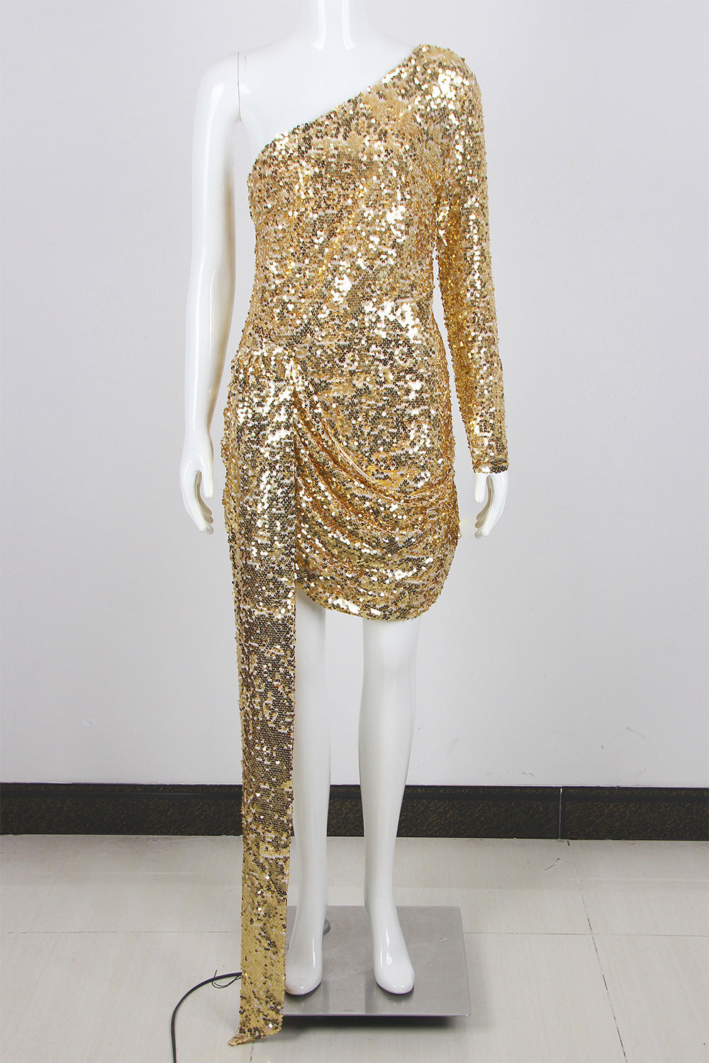 Women Sequin Formal Party One-shoulder Dress 24