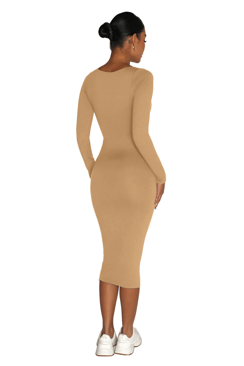 Women Sexy Long Sleeve Round Neck Bodycon Dress