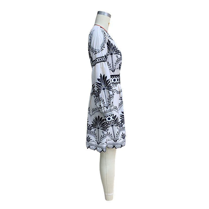 Women Autumn Printed Beach Dress 11