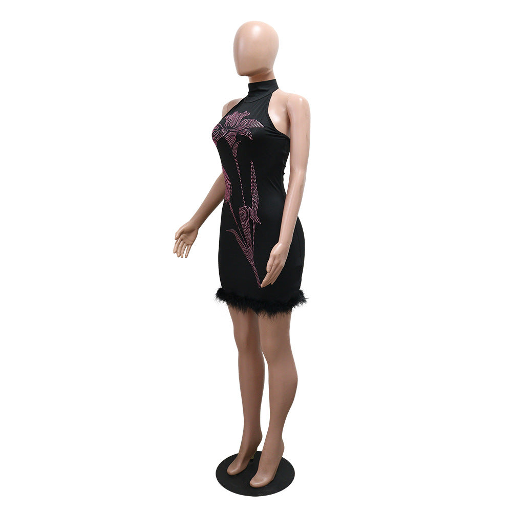 Women Beaded Sexy Bodycon Sleeveless Mini Dress 7