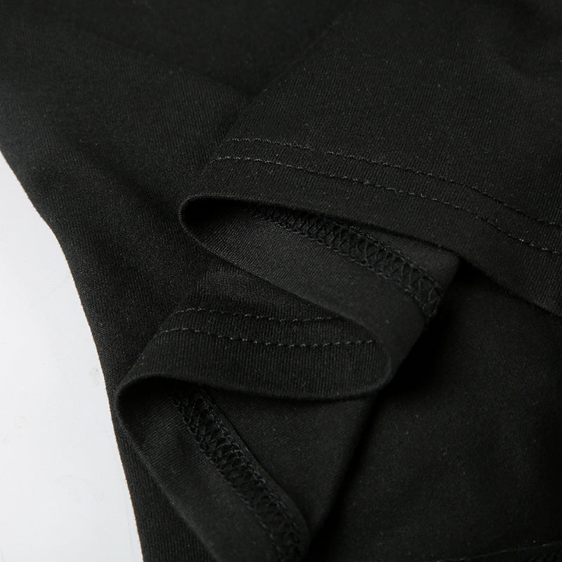 Women American asymmetrical off-shoulder metal button streamer Tank Top 18