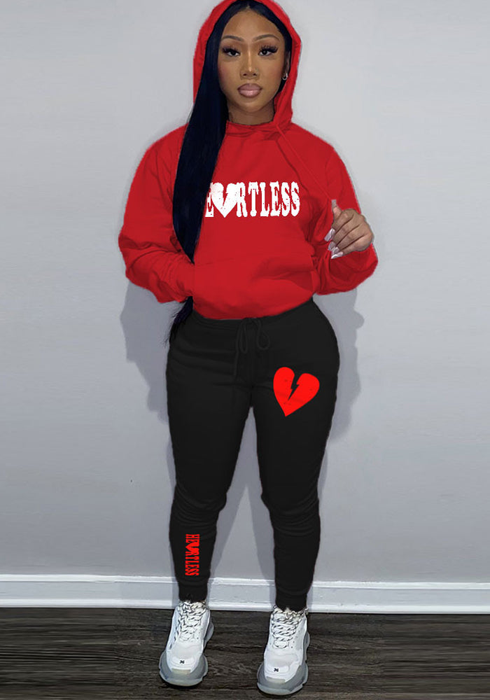 Plus Size Women's Fashion Print Contrast Set Sport Two-Piece