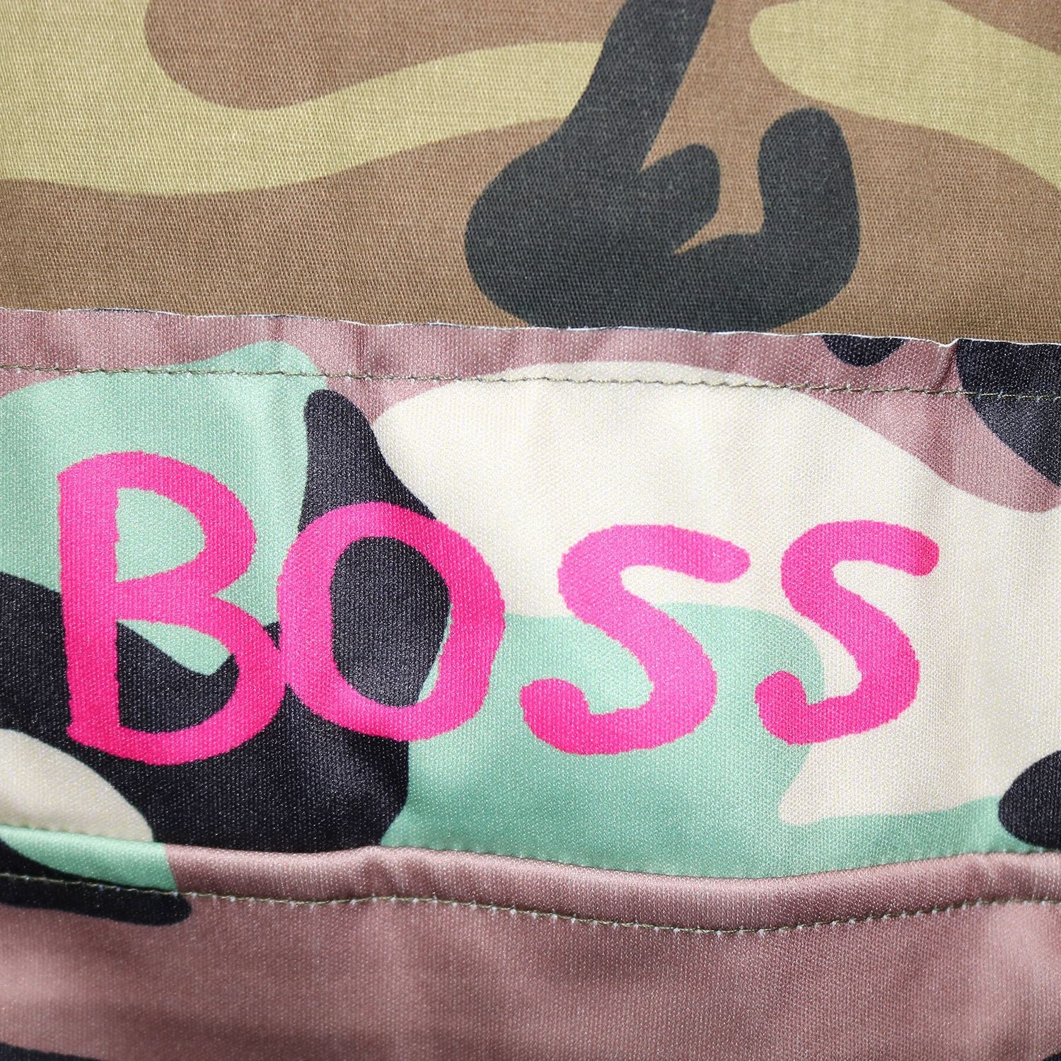 Women's Long Casual Fashion Camouflage Printed Patched Jacket 14