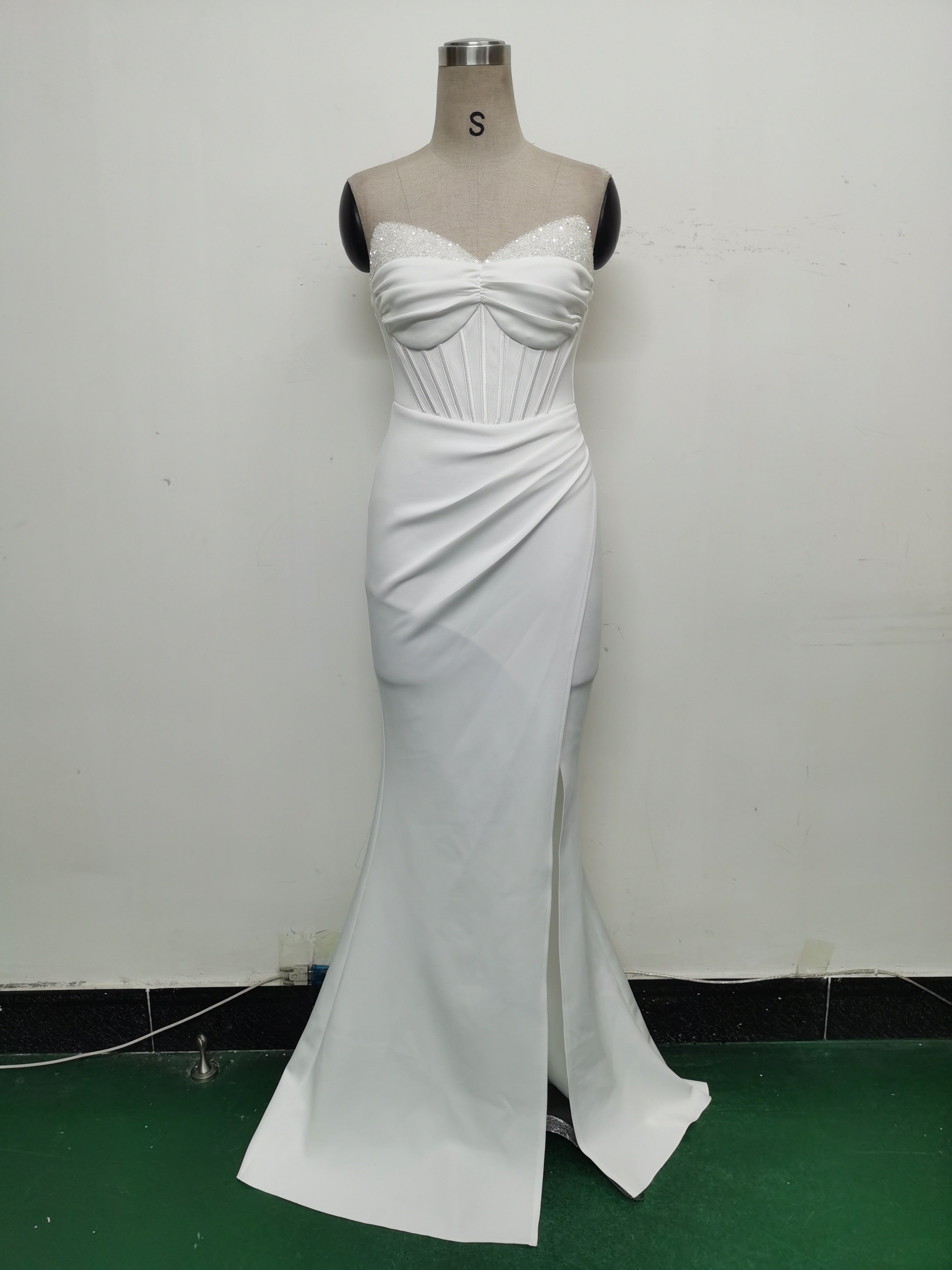 Women Fishbone Vest Beaded Evening Dress 25