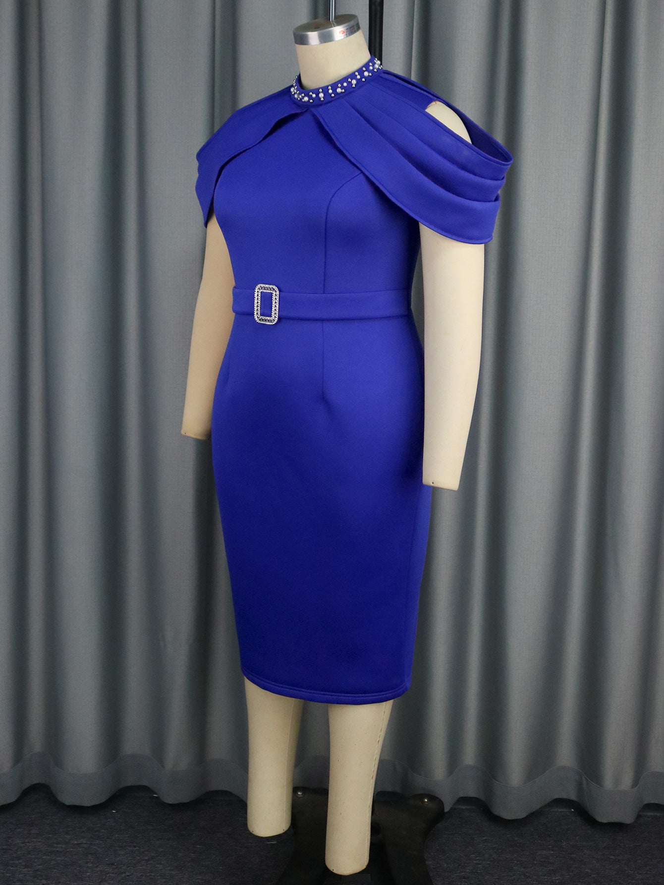 Spring Summer Cutout-Shoulder Half High-Neck Elegant Bodycon Dress 9