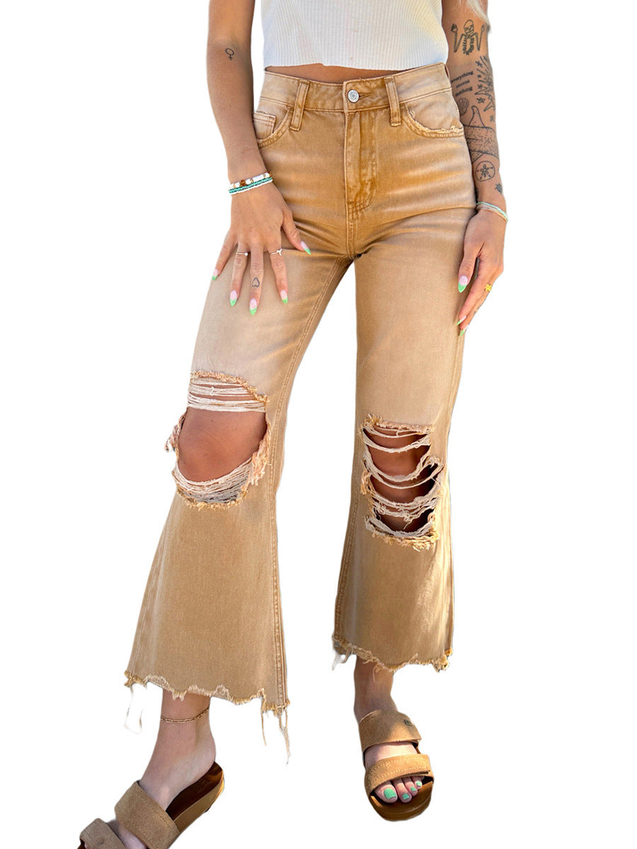 Women Loose Ripped Denim Pants 9
