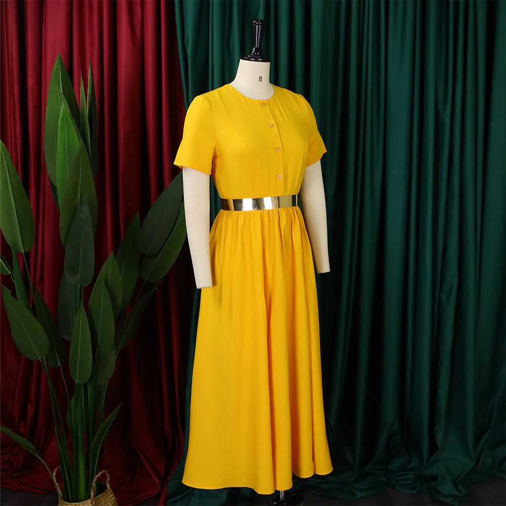 Women Summer Short Sleeve Belted Dress 14