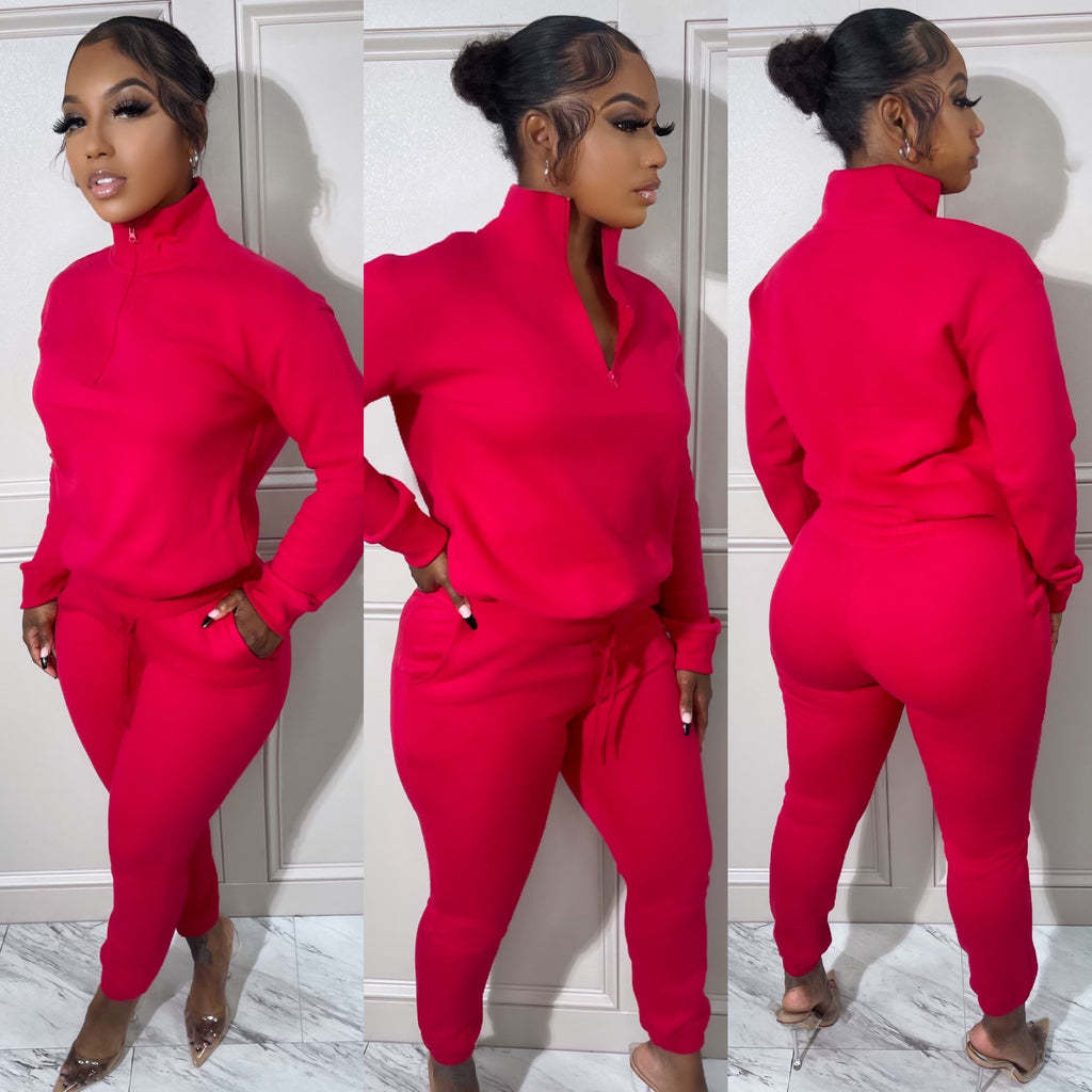 Women Winter Casual Zipper Sports Top and Pant Two Piece Set 3