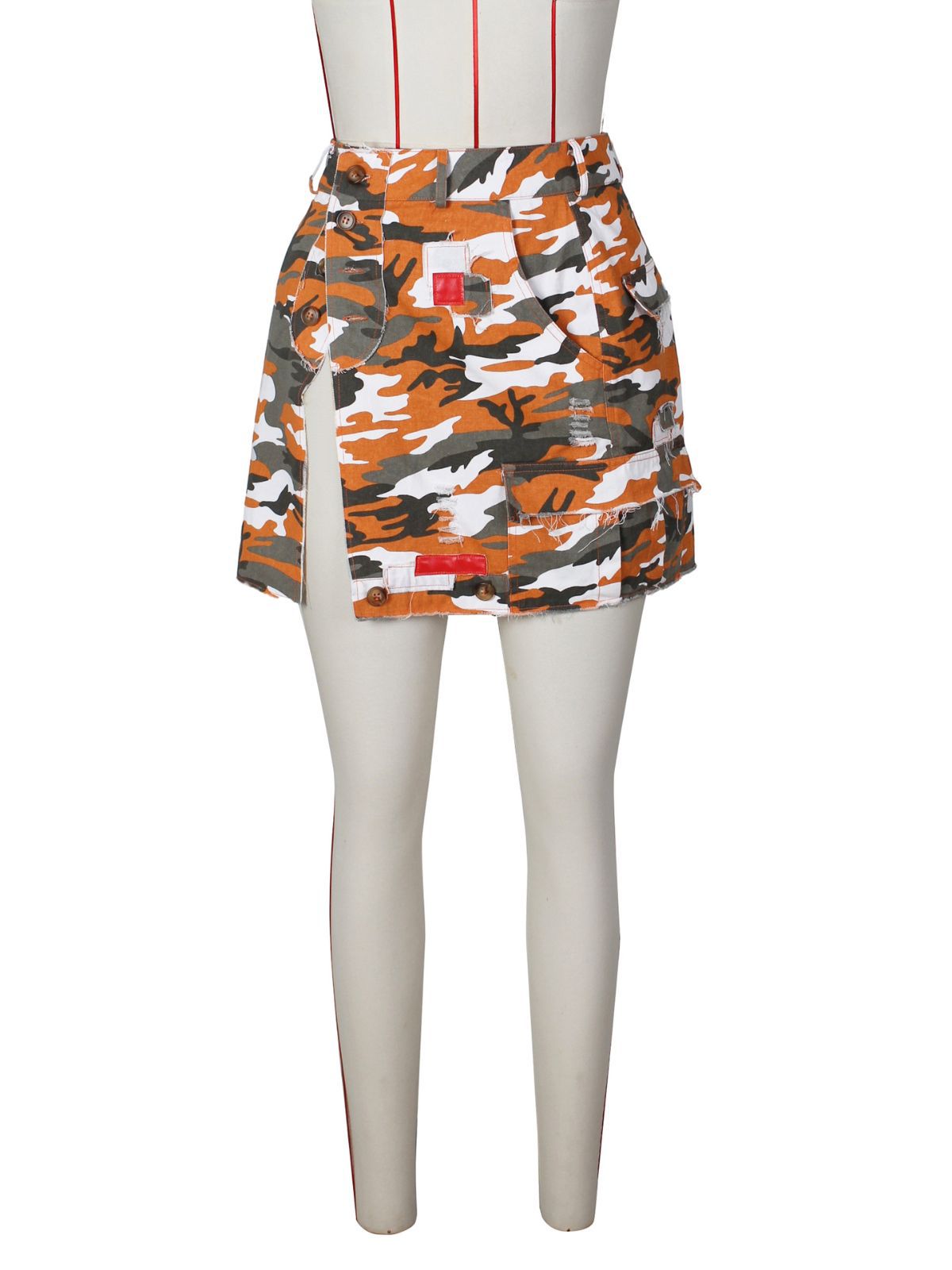 Women Summer Camouflage Patch Skirt 7