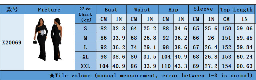 Women One-shoulder Long-sleeved Sexy Flower Beaded Dress 8