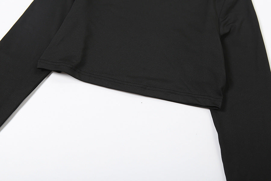 Women Fall/Winter Long-Sleeved Sexy Cutout Lace-Up Pants Two-Piece Set 30