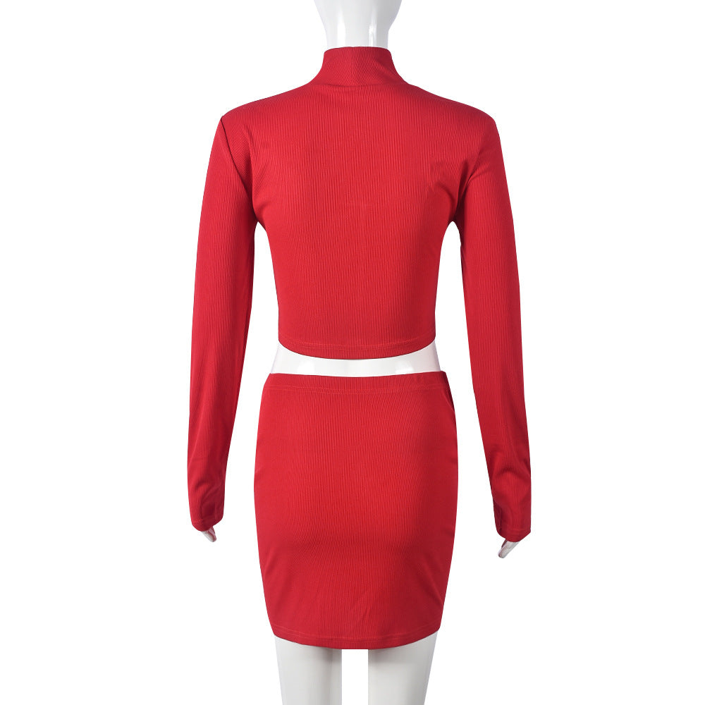 Rhinestone Heart Hollow Crop T-Shirt Short Skirt Fashion Casual Two Piece Set For Women 7