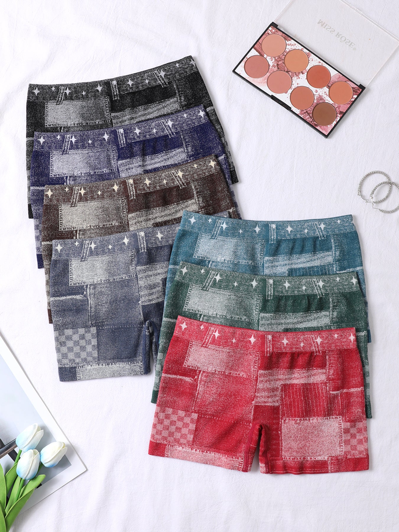 Plus Size Women's Seamless Square Leg Basic Shorts High Stretch Tight Fitting Square Leg Shorts 13