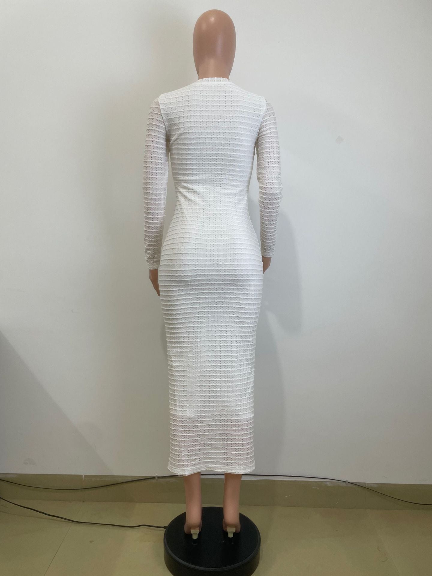 Women Autumn French Retro Knitting Long Sleeve Dress 5