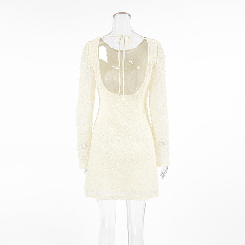 Sexy Slim Round Neck Lace Jacquard Spring Fashion Short Dress 10