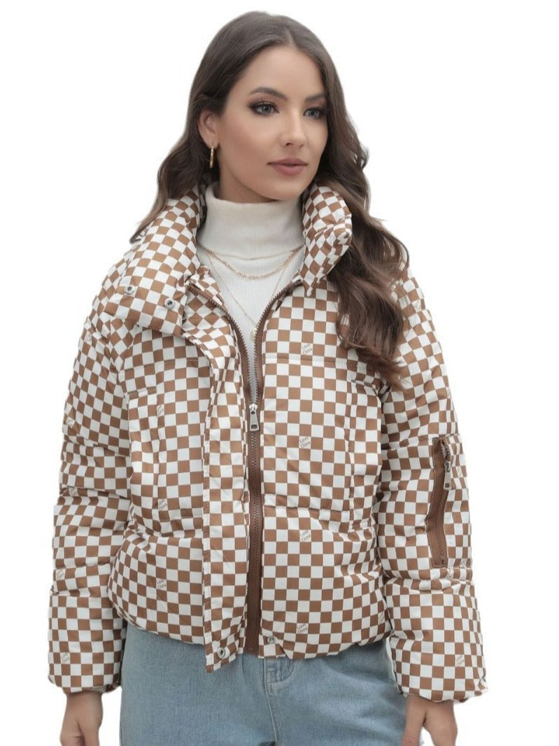 Plaid Plus Size Women's Coat Warm Down Jacket Cotton Padded Coat 7