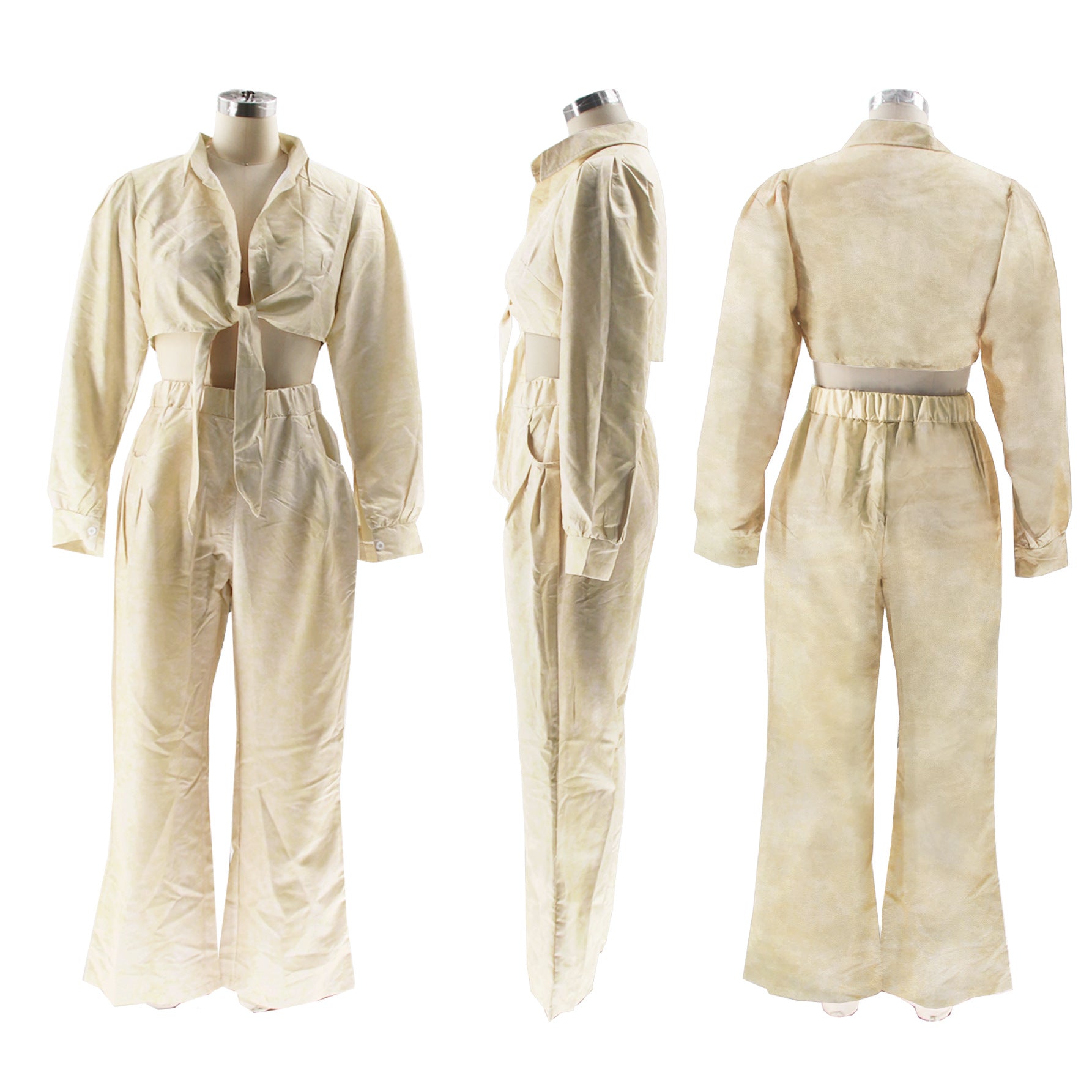 Autumn Women's Long Sleeve Shirt Loose Wide-Leg Pants casual two piece set 6