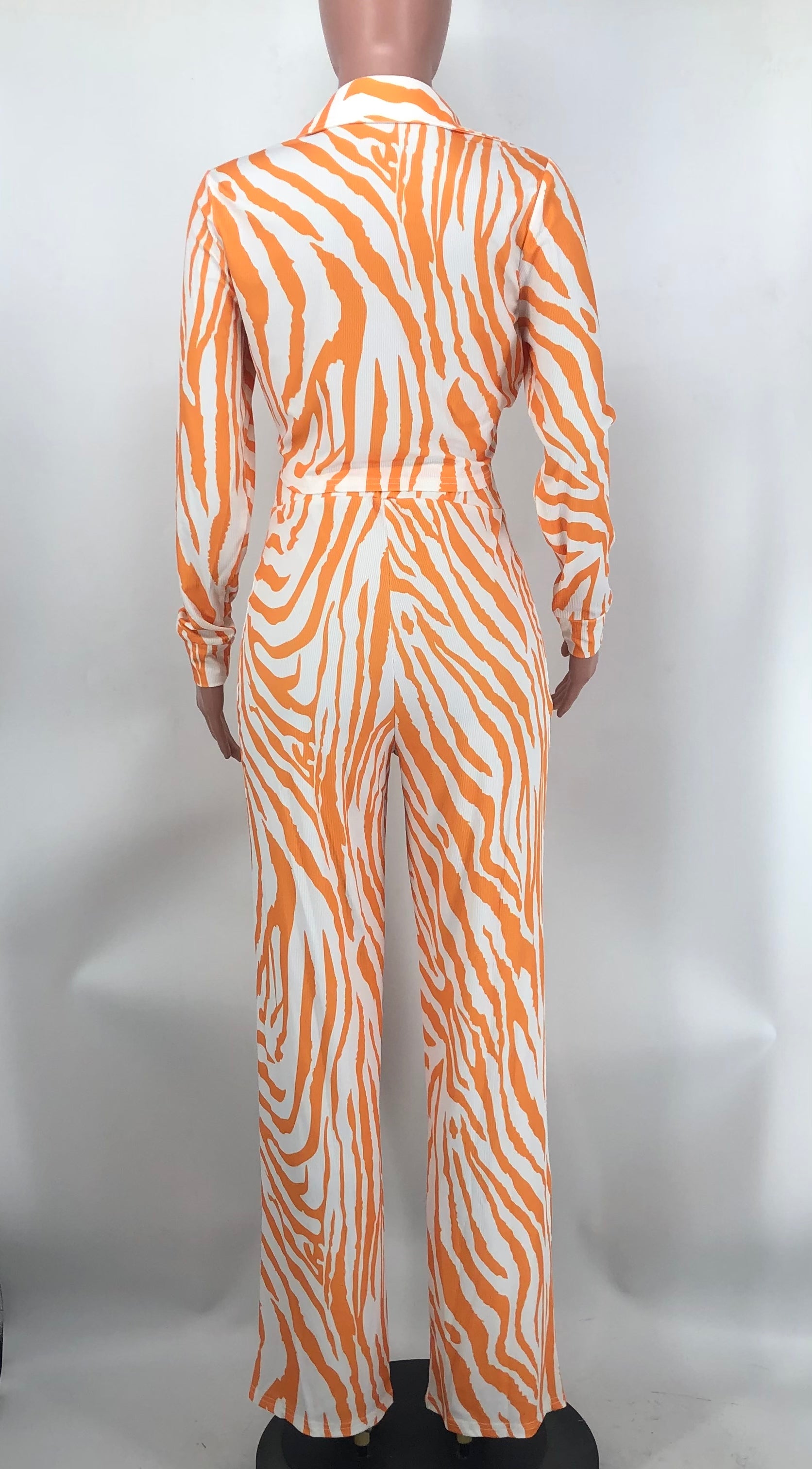 Spring Fall Pant Set Ribbed Print Crop Set 17