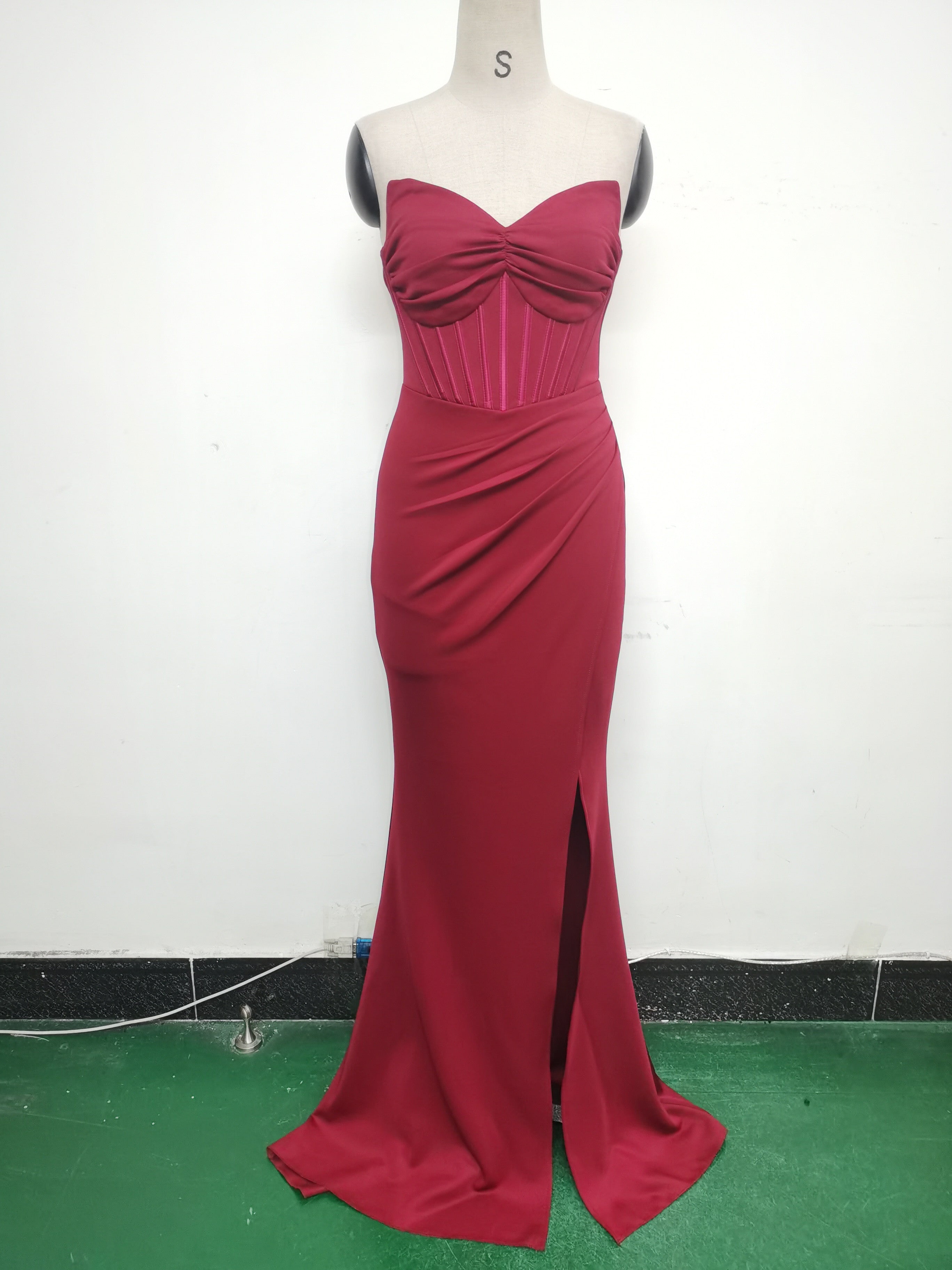 Women Fishbone Vest Off Shoulder Evening Dress 31