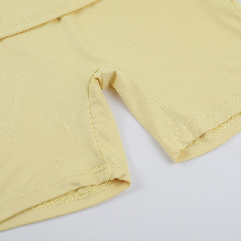 Women's Square Neck Strap Summer Casual Fashion Short Set 13