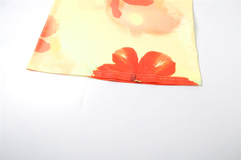 Women Summer Sexy Print Suspender Top Bodycon SkirtTwo Piece Set 19