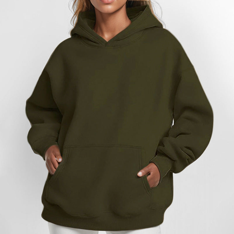 Autumn Loose Solid Color Hooded Pocket Fashion Hoodies 11
